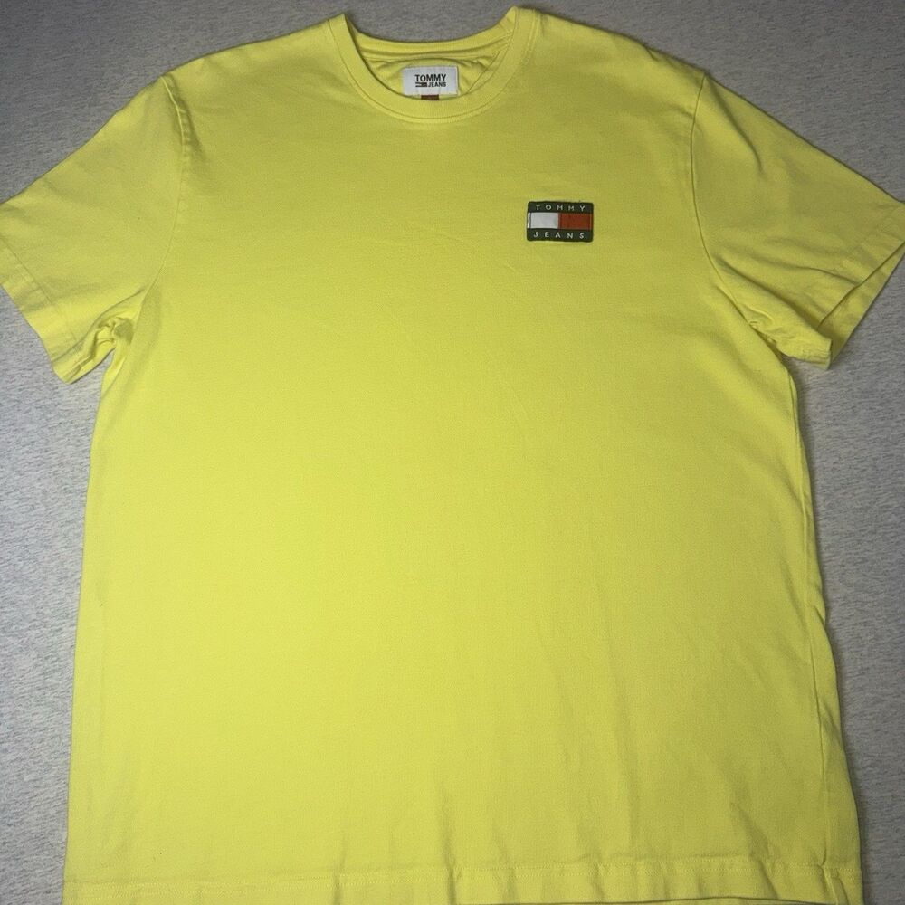 Tommy Hilfiger Men’s Yellow Vintage Heavy Weight T-Shirt Size XL Sewn Patch